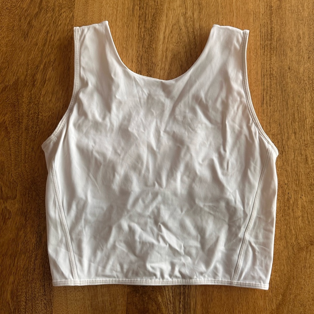 Very Rare Lululemon White Mesh-Back Crop Tank – Built-In Bra